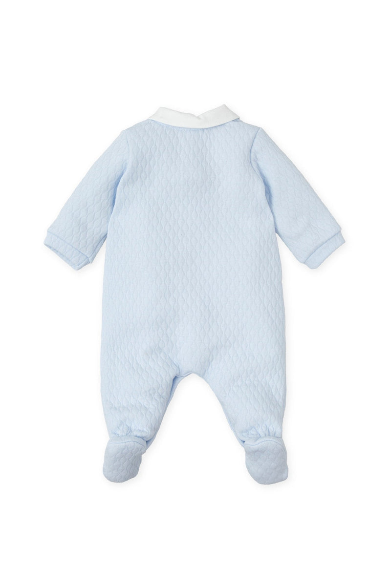 Baby Boys Blue Quilted Babygrow (Tutto Piccolo)