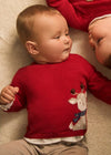 Baby Boys' Jacquard Jumper - Red Cotton Blend