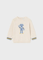 Baby Boys' Robot Sweater - Beige Cotton Blend (mayoral)