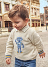 Baby Boys' Robot Sweater - Beige Cotton Blend (mayoral)