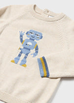 Baby Boys' Robot Sweater - Beige Cotton Blend (mayoral)