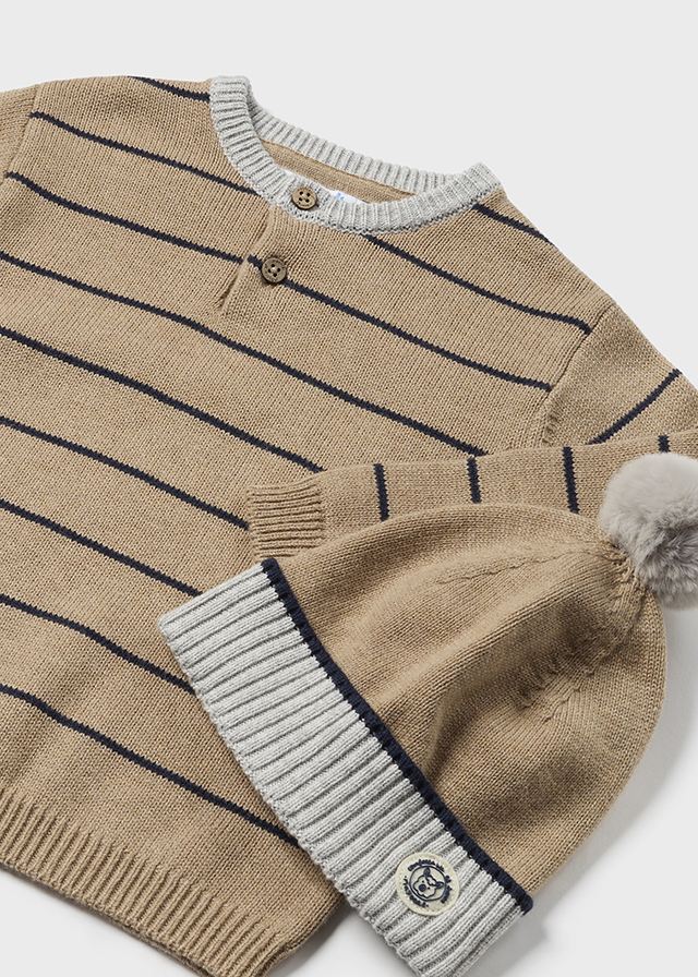 Baby Boys' Striped Jersey Sweater & Hat Set