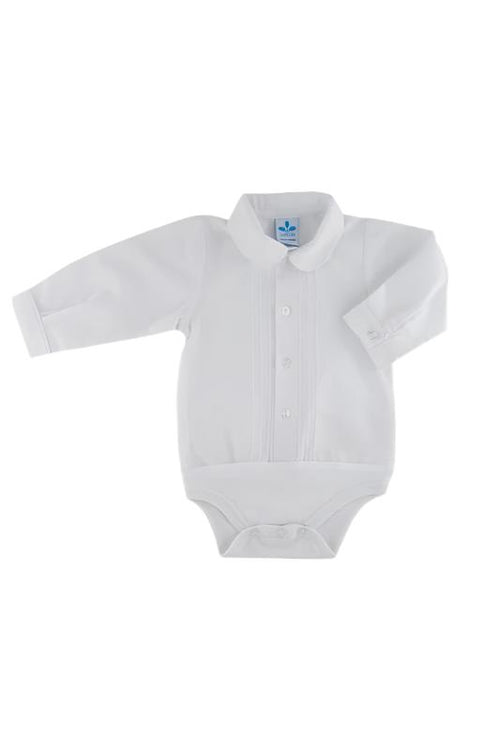 Baby Boys' White Cotton Bodysuit Shirt