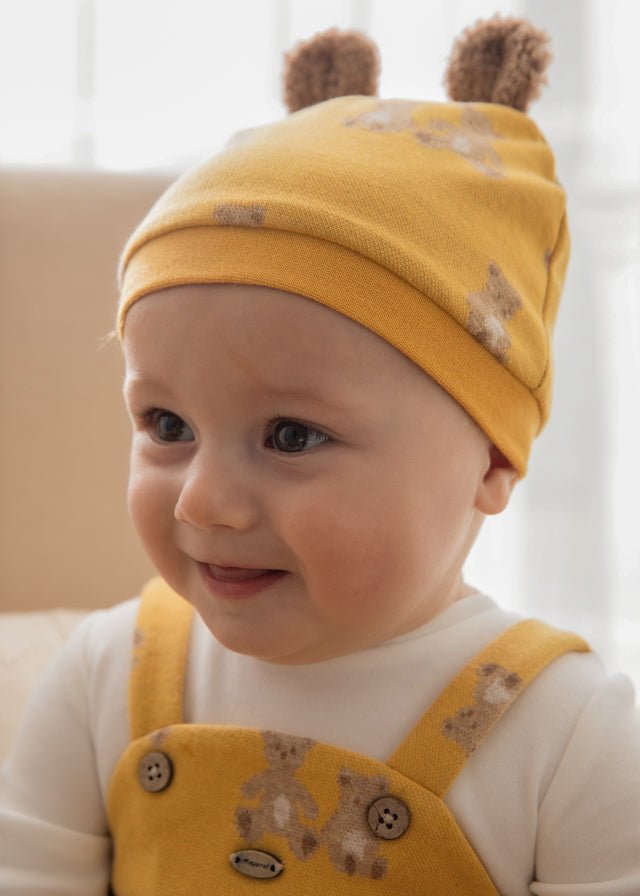 Baby Boys' Yellow Dungaree Style Babygrow & Hat Set (Mayoral)