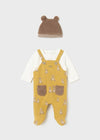 Baby Boys' Yellow Dungaree Style Babygrow & Hat Set (Mayoral)