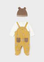 Baby Boys' Yellow Dungaree Style Babygrow & Hat Set (Mayoral)