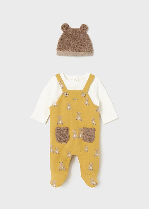 Baby Boys' Yellow Dungaree Style Babygrow & Hat Set (Mayoral)