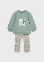 Baby Girl 2 - Piece Green Top & Patterned Leggings Set (Mayoral)