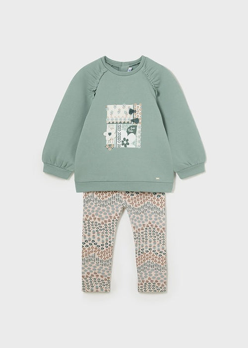 Baby Girl 2 - Piece Green Top & Patterned Leggings Set (Mayoral)