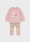 Baby Girl 2 - Piece Pink Top & Patterned Leggings Set (Mayoral)
