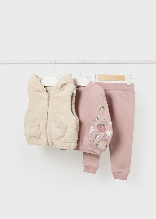 Baby Girl 3 - Piece Floral Tracksuit & Vest Set (Mayoral)