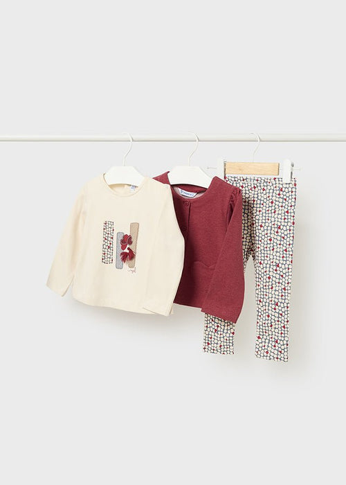 Baby Girl 3 - Piece Outfit with Cardigan, T - shirt & Leggings (Mayoral)