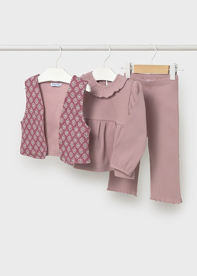 Baby Girl 3 - Piece Ribbed Set