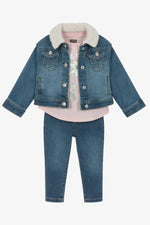 Baby Girl 3 - Piece Sherpa Jacket, Top & Jeggings Set