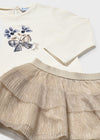 Baby Girl 3 - Piece Skirt Set with Cardigan