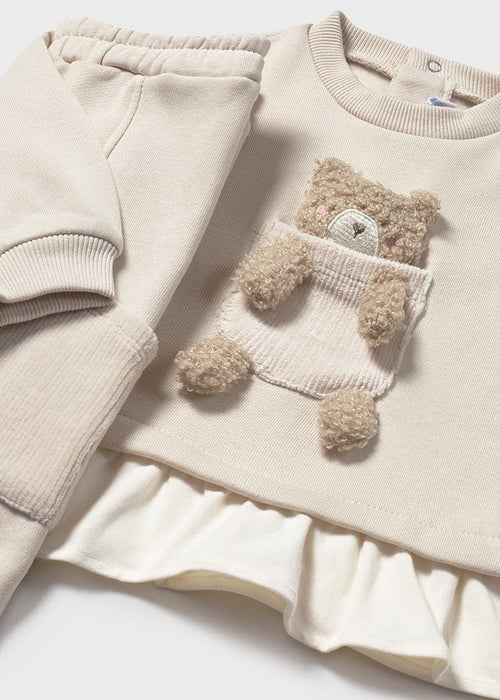 Baby Girl Beige Teddy Tracksuit