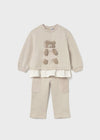 Baby Girl Beige Teddy Tracksuit