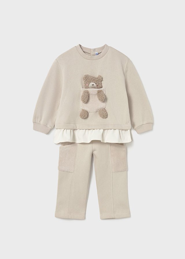 Baby Girl Beige Teddy Tracksuit