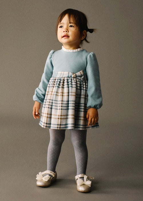 Baby Girl Blue & Beige Plaid Dress