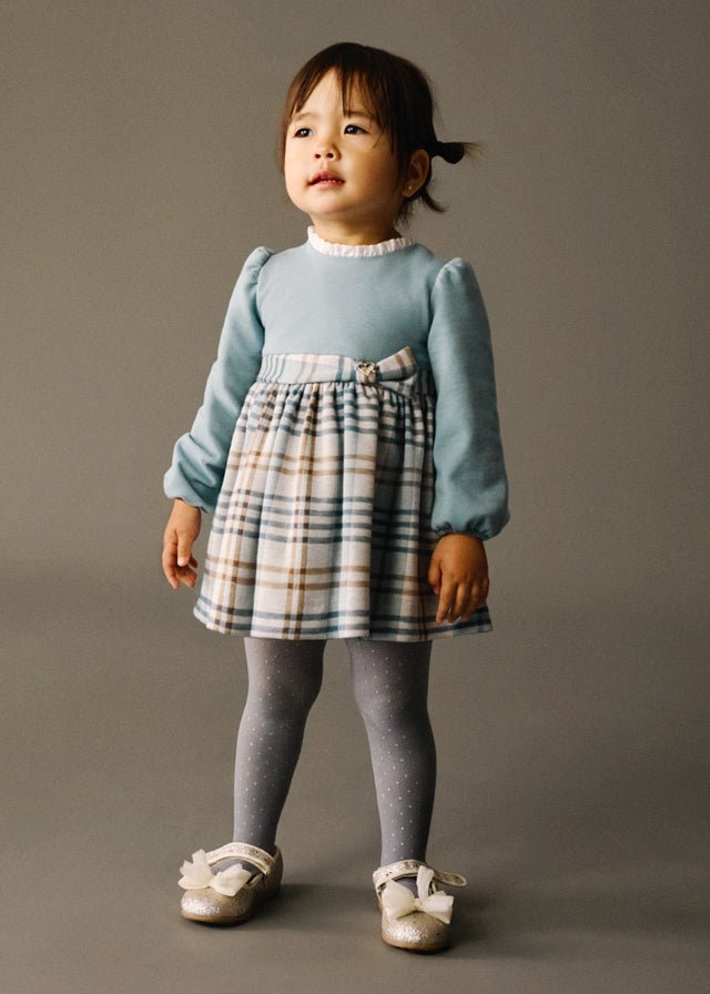Baby Girl Blue & Beige Plaid Dress
