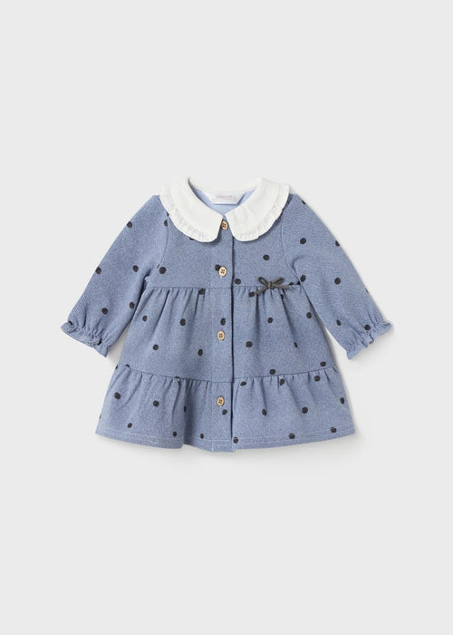 Baby Girl Blue Dress with Polka Dots & Collar (mayoral)