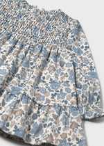 Baby Girl Blue Floral Velvet Dress