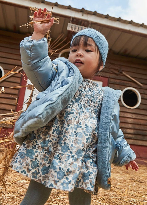 Baby Girl Blue Floral Velvet Dress