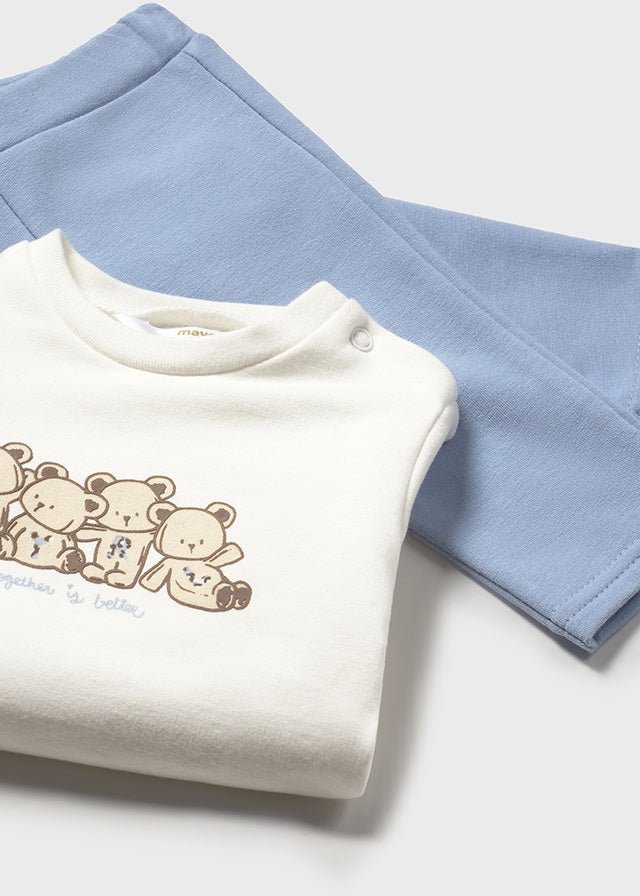 Baby Girl Blue Leopard Print 3 - Piece Vest Tracksuit Set