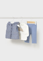Baby Girl Blue Leopard Print 3 - Piece Vest Tracksuit Set