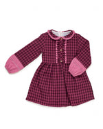 Baby Girl Checked Cotton Dress With Ruffle Front