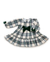 Baby Girl Checked Dress With Velvet Bow
