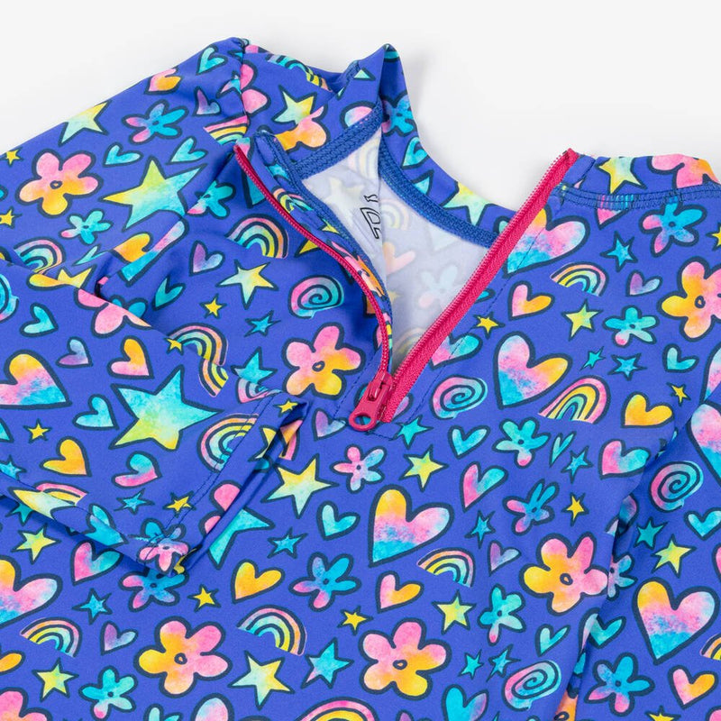 Baby Girl Colorful Doodles Rashguard Swimsuit