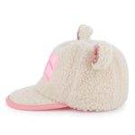Baby Girl Cream Teddy Cap With Sequin Ears