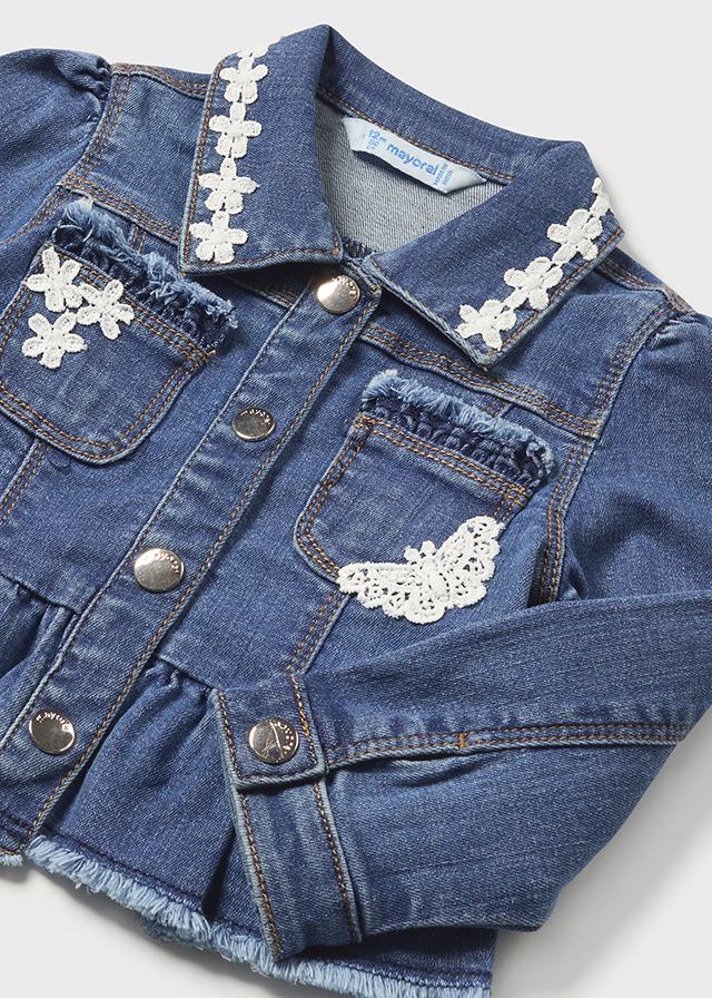 Baby Girl Denim Jacket with Lace Details