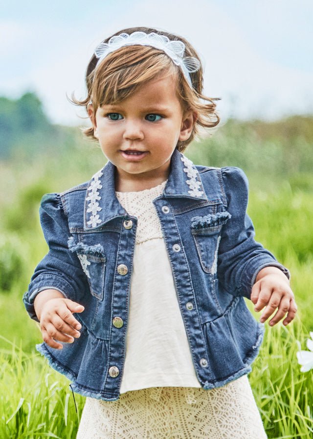 Baby Girl Denim Jacket with Lace Details