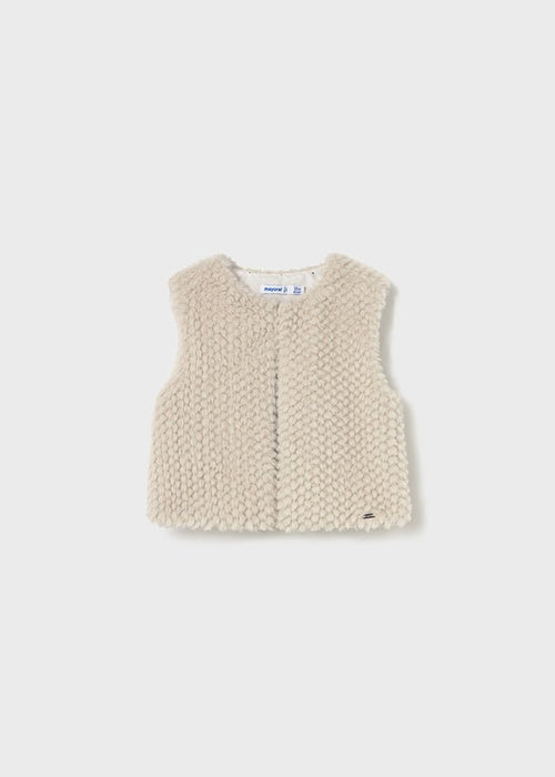 Baby Girl Faux Fur Vest in Cream
