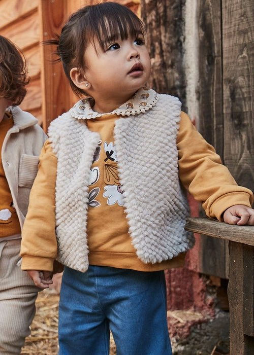 Baby Girl Faux Fur Vest in Cream