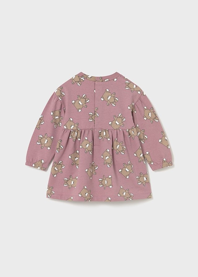 Baby Girl Fleece Dress with Bear Print