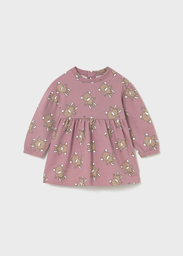Baby Girl Fleece Dress with Bear Print