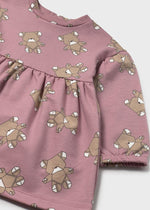 Baby Girl Fleece Dress with Bear Print
