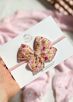 Baby Girl Floral Muslin Pinwheel Bow
