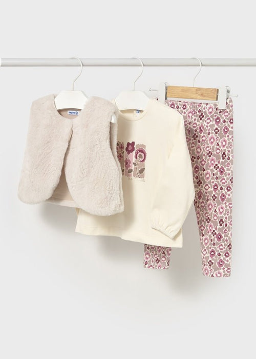 Baby Girl Floral Vest and Leggings Set (3 - Piece)