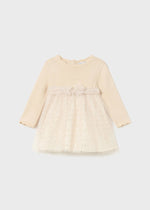 Baby Girl Glitter Knit Dress With Tulle Skirt