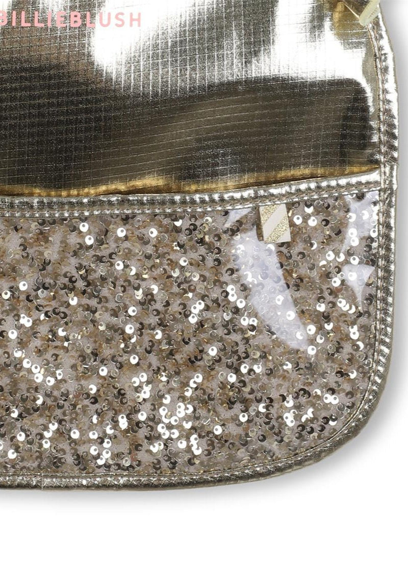 Baby Girl Gold Sequin Bib with Ruffle Detail