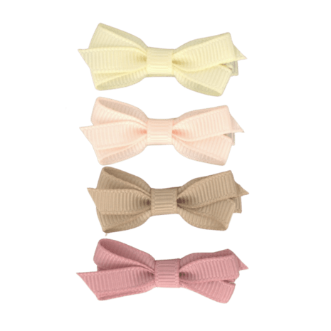 Baby Girl Hair Clips With Ribbon Bow - Soft Tones (4cm) (Your Little Miss) - CottonKids.ie - Hair accessories - Girl - Hair Accessories - Your Little Miss