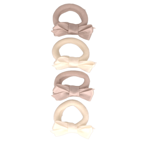 Baby Girl Hair Ties With Little Bow - Vanilla Satin (Your Little Miss) - CottonKids.ie - Hair accessories - Girl - Hair Accessories - Your Little Miss