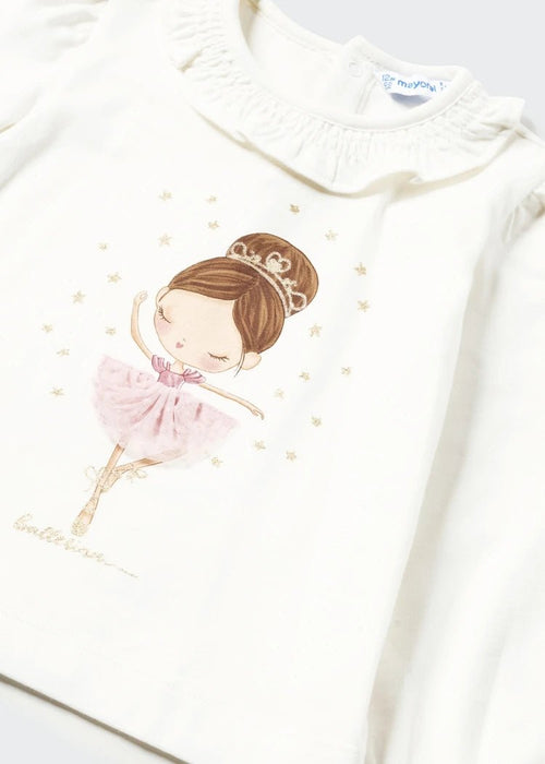 Baby Girl Ivory Cotton Ballerina T - Shirt (mayoral)