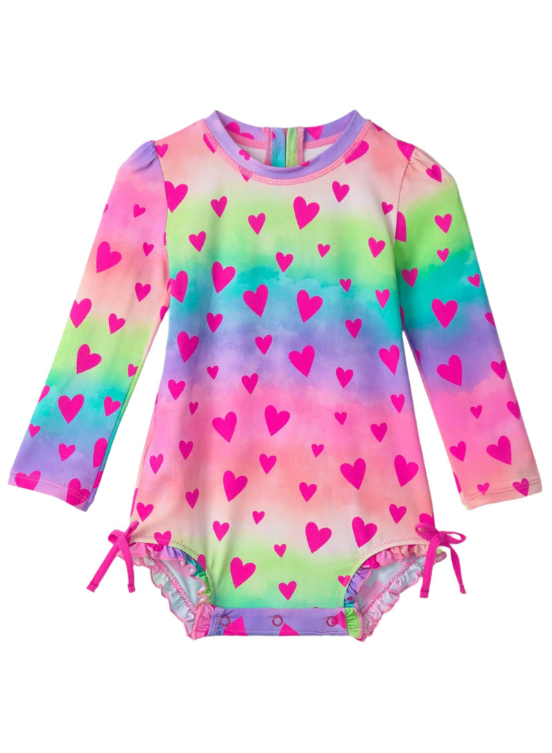 Baby Girl Kaleidoscope Hearts Rashguard Swimsuit