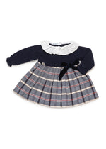 Baby Girl Knitted Body Checked Navy Dress