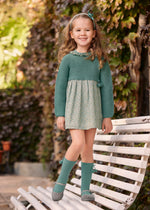 Baby Girl Knitted Floral Dress with Pompoms